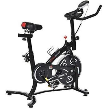 Bicicleta estática HOMCOM con pantalla LCD multifuncional, ajustable para entrenamiento cardiovascular, acero negro