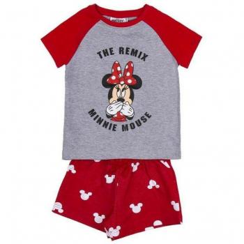 Pijama de verano Minnie Mouse rojo y gris para niña de 6 años