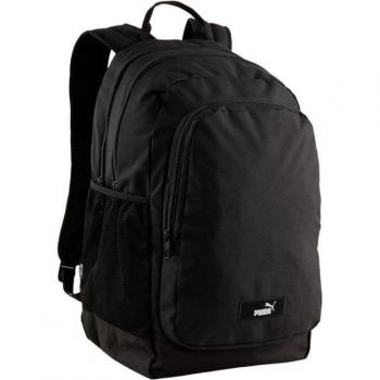 Mochila Puma Academy Backpack Negro, características: diseño moderno, compartimento principal amplio, bolsillo frontal con cremallera, correas ajustables y acolchadas, material resistente al agua, logo de Puma en el frente