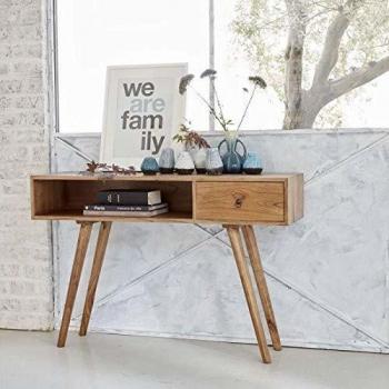 Consola de Madera Maciza de Mindi 120 cm con 1 Cajón Oslo