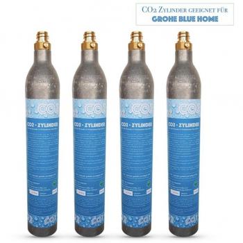 Neues Wasser Group Sprudelux® | 4 x cilindros de CO2 botellas de CO2 adecuadas para sistema de agua potable Grohe Blue Home! Nuevo y lleno de CO2