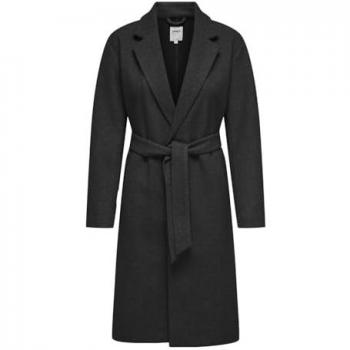 Only Trillion Women's Long Belted Coatigan in Dark Grey Melange