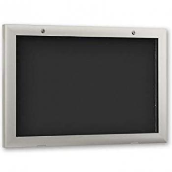 Vitrina de Exhibición para Interior y Exterior, Apertura de Puerta 180° hacia Abajo, Tamaño DIN A3, Fondo Blanco RAL 9010