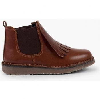 Botas de niña de piel con lengüeta y flecos