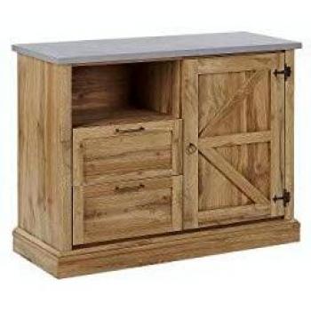 Aparador de madera clara Toronto 100 x 40 x 79 cm con 1 puerta y 2 cajones