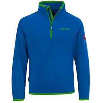 Trollkids Jersey de Polar Nordland con Cremallera para Niños, Color Azul Medio/Verde Talla 3 años