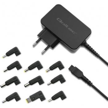 Adaptador de Corriente Universal Qoltec 65W con 10 Enchufes Intercambiables