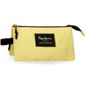 Pepe Jeans Aris Estuche Amarillo Claro Tres Compartimentos - 22x12x5cm