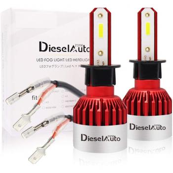 Diesel Auto Zone H3 Led bombillas para faros delanteros Kit de conversión 9000LM 72W 6500K puro blanco para COB Chips 12V luces led coche - 1 años de garantía