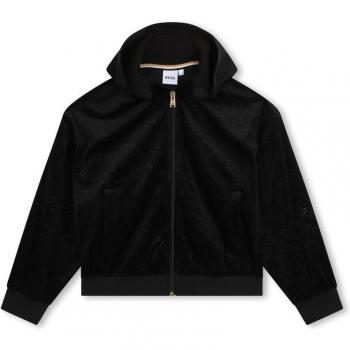 BOSS Kidswear - Sudadera de niña con cremallera y capucha, color rosa, 100% algodón, cierre frontal con cremallera, capucha ajustable, bolsillos laterales