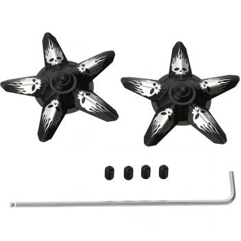 eclear 1 tuerca del eje delantero Juego de Hub Cap Cubierta para Harley Dyna Softail Sportster V-Rod Electra Glide – negro cráneo