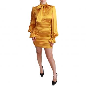 Yellow Silk Stretch Sheath Bodycon Mini Dress - Dolce & Gabbana, IT40|S, Size: XS