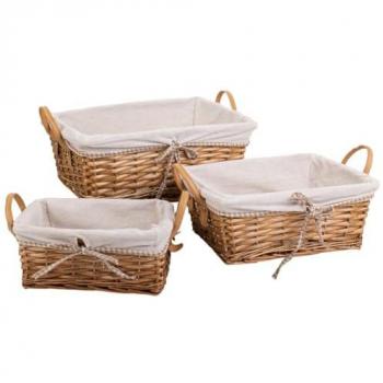 Juego de Cestos de Mimbre Forrados Marrones Alexandra House Living - 3 Piezas