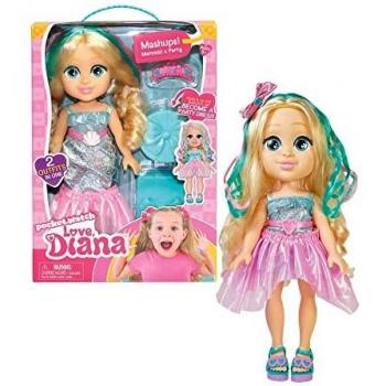 Famosa - Muñeca de Love Diana con vestido transformable de Sirena a vestido de Fiesta y accesorios de juego, para jugar a las aventuras de Diana, para niñas y niños mayores de 4 años