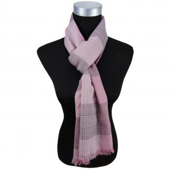 bufanda de rojo rojo-violeta gris a cuadros - refriega - tamaño 180 x 60 cm