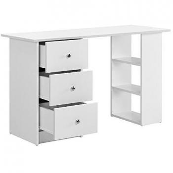 Escritorio Lemberg Blanco - 120 x 49 x 72 cm - 3 Compartimientos y 3 Cajones de Aglomerado