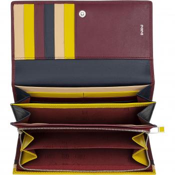 Cartera grande de mujer Dudu de piel con cierre de botón y monedero, diseño largo colorido, 18 titulares para tarjetas, incluye sistema RFID y cremallera
