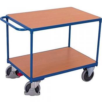 Carro de mesa pesado 500 kg, dimensiones 1000x700 mm, con 2 estantes y ruedas de goma