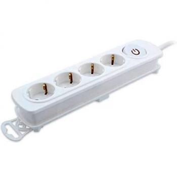 TM Electron TMUAD204WH - Base múltiple de 4 tomas con interruptor, color blanco