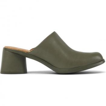 Mules de mujer de piel con tacón de bloque