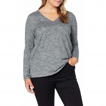 Junarose Jrasra LS Knit Pullover-S suéter, Gris Medium Grey Melange, Large