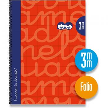Cuaderno espiral 80 hojas 90g tapa forrada Lamela azul con cuadrícula de 3mm