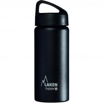Laken Classic Botella Térmica Acero Inoxidable 18/8, Aislamiento de Vacío con Doble Pared y Boca Ancha, Negro, 500 ml
