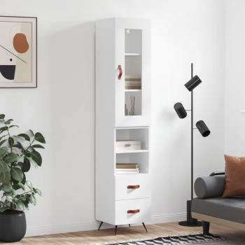 Aparador alto de madera contrachapada blanco 34,5x34x180 cm