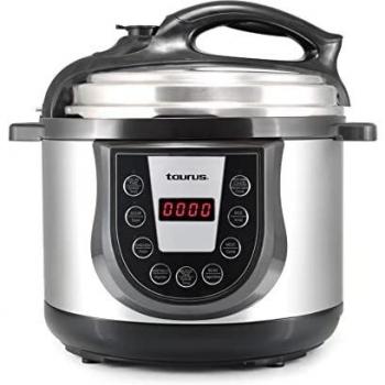 Taurus Asteria Complet - Grill y plancha de asar, 2 en 1, 2000 W, regulador de temperatura y temporizador 30 min, apertura 180º, asa de toque frío, placas extraíbles, libre de PFOA, acero inoxidable