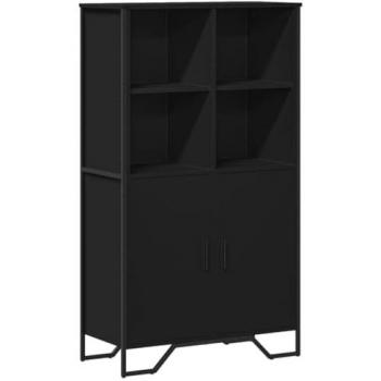 Aparador alto madera ingeniería negro 79,5x35,5x137,5 cm
