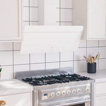 Campana extractora de pared 90cm acero inoxidable/cristal blanco