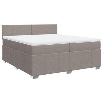 Cama box spring con colchón de muelles en tela gris taupe 200x200 cm