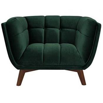 Sillón Mona de terciopelo verde oscuro con reposabrazos - Clásico e Intemporal