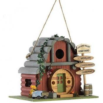 Songbird Valley Vintage Winery Birdhouse, White, 10.8 x 6.75 x 8.5 inches tall