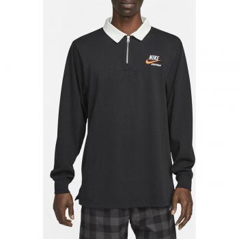 Nike Men's NSW Trend Rugby Long Sleeve Polo Shirt - Black, Size M