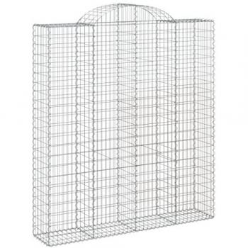 Cestas de gaviones 15 uds forma de arco hierro 200x50x220/240cm Plateado