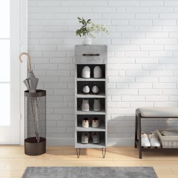Zapatero de madera de ingeniería gris hormigón 30x35x105 cm