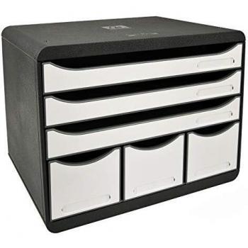 Exacompta 306713D - STORE BOX OFFICE 6 cajones, color negro y blanco