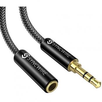 Syncwire Cable Alargador Jack 3.5mm Macho a Hembra, 1M Audio Cable Extensión Auriculares,Cable de Audio Alargador Minijack, Cable Alargador para Auriculares TV PC Altavoz iPhone iPad Coche MP3