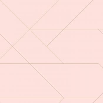 Papel pintado líneas gráficas rosa suave y oro - 0,53 x 10,05 m - Estahome