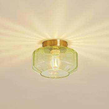 Lámpara de Techo Dimmable Lindby Hildur en Verde de Vidrio Ø 22 cm