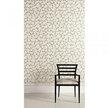 Equipo DRT Albinoni 19013 - Papel pintado floral vintage, color plata , 1 rollo