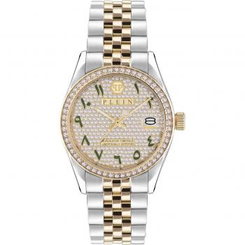 Philipp Plein Crystal Bicolor Superlative Date Watch, Gray, Female, Size: ONE SIZE