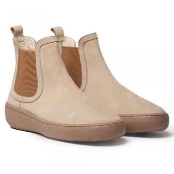 Botines de mujer Toni Pons Serra en piel nobuk con elásticos laterales - Beige - Talla 37 EU