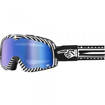 Gafas de motocross 100% Barstow Death Spray con lente espejo azul y diseño negro blanco