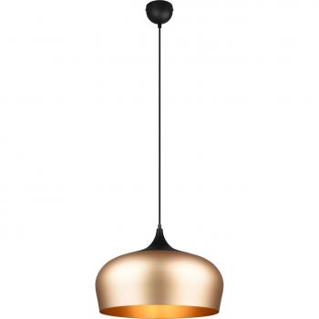 Lámpara Colgante Trio Chiron Oro Mate 1xE27 45cm - Lámpara de suspensión grande con pantalla cónica de latón satinado
