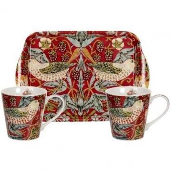 Morris y Co para Pimpernel Strawberry Thief de Taza y Juego de Plato, Rojo