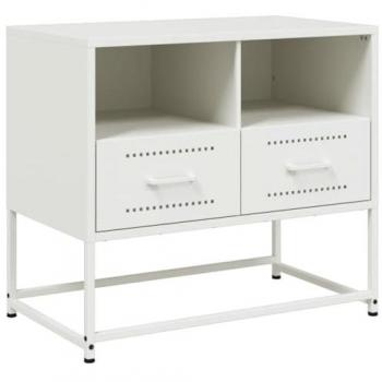 Mueble para TV de acero blanco 68x39x60,5 cm, Soporte de TV, aparador de TV, Mueble bajo, Banco de TV, Mueble de Metal, Armario para TV