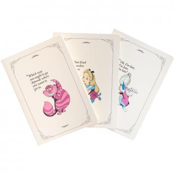 Pack de 3 cuadernos A5 Disney Alicia en el País de las Maravillas - Bloc de notas A5 con distintos diseños - Libretas pequeñas para material escolar