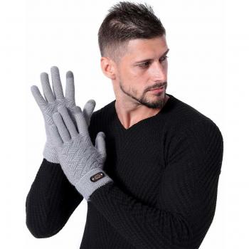 DOVAVA Guantes de invierño para Hombre, Guantes de Pantalla Táctil Guantes Tejidos Hombre Negro Gris Oscuro y Caqui Con Forro Suave
